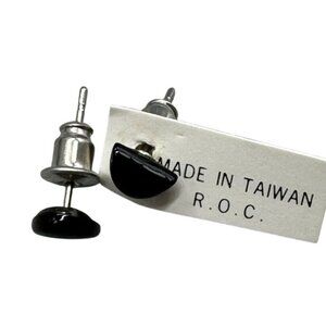 Minimalist Black Semi-Circle Stud Earrings Made In Taiwan R.O.C.